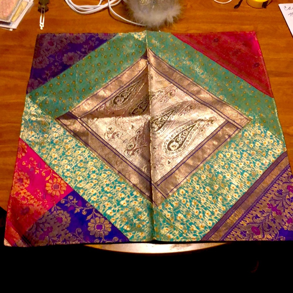 Beautiful 100% silk Pillow Cover 2 ft x 2 ft! From Burma!